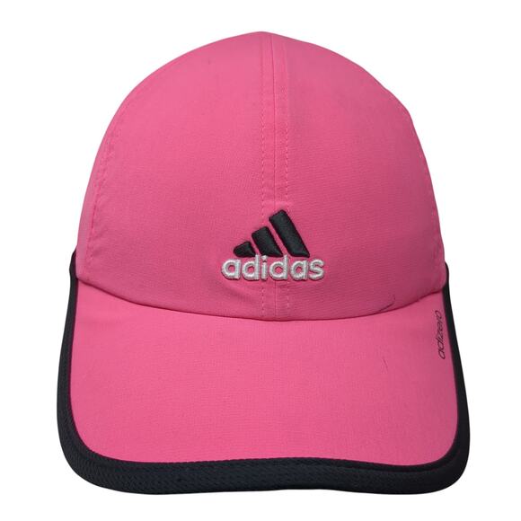 Adidas Strapback Hat Pink One Size Embroidered 3 Stripes Adizero Outdoor - Picture 1 of 10
